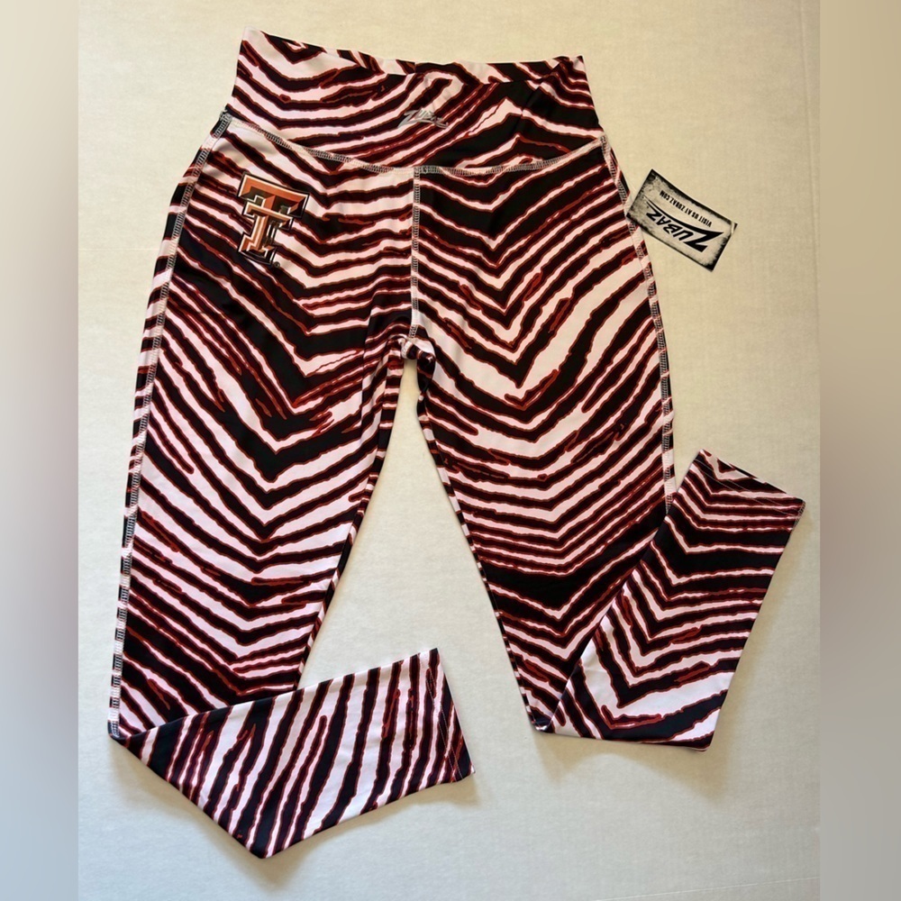 Zubaz NCAA Texas Tech Red Raider zebra leggings. 3 inch‎ waist band Sz M. J2